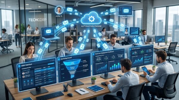 Automation engine connecting team for business analytics and CRM data
