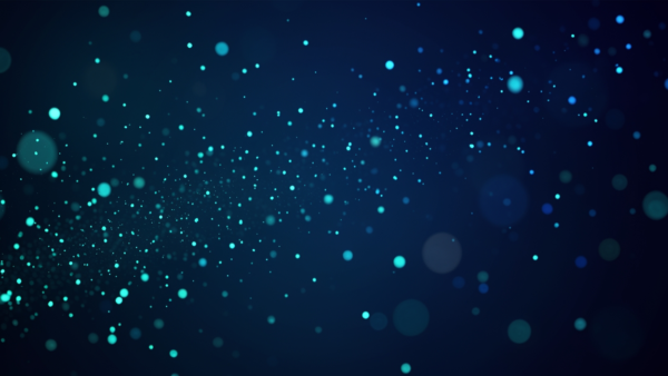 Blue particles flowing in dark space background motion graphics