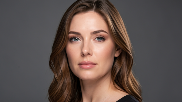 woman face close up professional portrait studio lighting beautiful girl