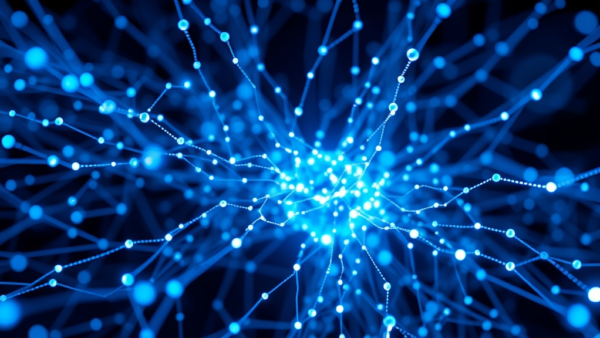 Abstract network connections glowing blue lines with nodes digital art