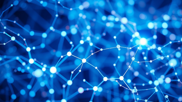 Digital network connections background with blue nodes and lines for tech