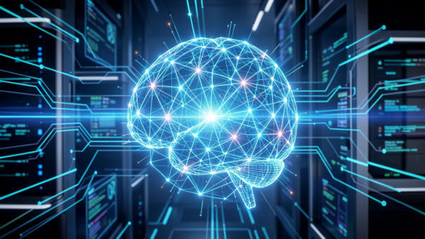 Digital brain network data flow technology future connection concept