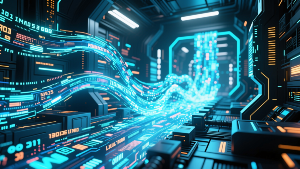 Digital circuit data flow abstract background for tech presentations and finance
