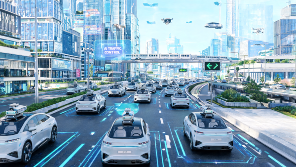 Future smart city traffic with AI control and autonomous vehicles