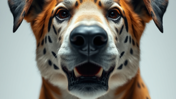 Spotted Dog close up face, happy, funny, animal photography
