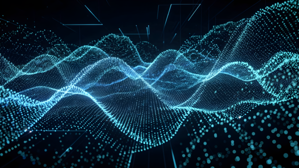 Data wave network digital points abstract background illustration for tech