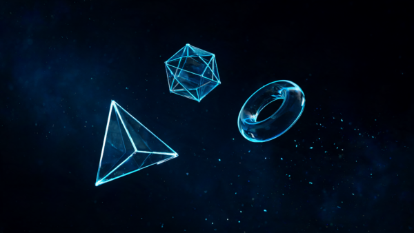 Blue geometric shapes abstract background digital illustration for tech and science projects