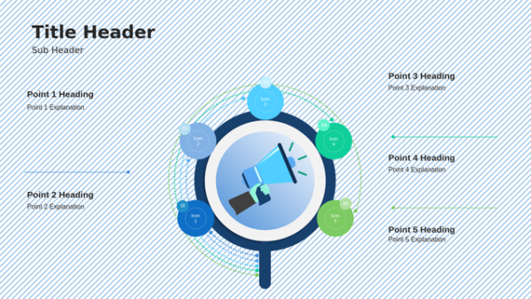 Announcement Five Steps PowerPoint Template Editable Slides for Company Announcements and Marketing Presentations – Circular Visual Layout