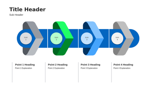 Editable Arrow Diagram Four Steps PowerPoint Template for Sequential Process and Roadmap Presentations – Summary Chart