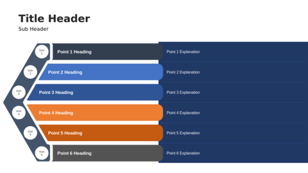 Arrow Diagram Six Steps PowerPoint Diagram — A Structured Concept Framework Design