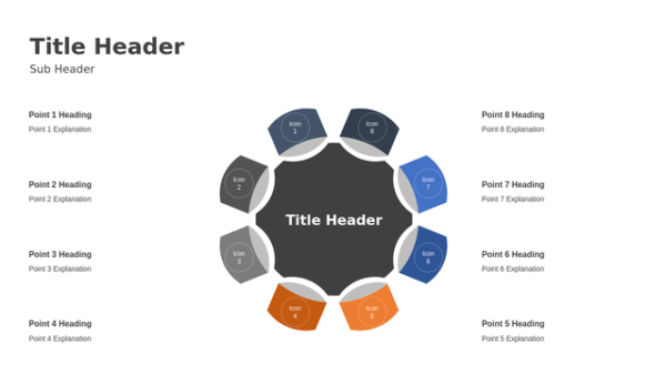 Eight-Step Auto Insurance Diagram PowerPoint Template with a Clean, Editable Layout