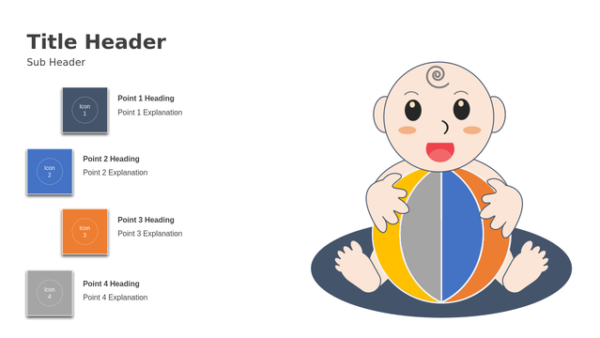 Editable Baby Health Tips Four Steps PowerPoint Template for Healthcare and Parenting Tip Presentations – Overview