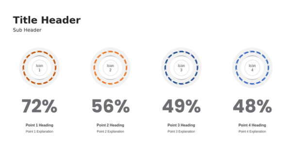Business Process Four Steps PowerPoint Template Editable Slides for KPI and Performance Metric Presentations – Percentage Chart