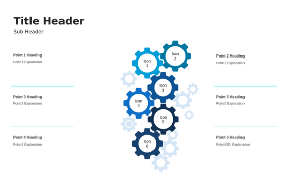 Business to Consumer Six Steps PowerPoint Diagram — A Gear-Shaped Diagram Layout – Gear Diagram