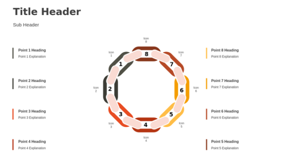 Eight-Step Chain Diagram PowerPoint Template with an Overview Diagram Layout