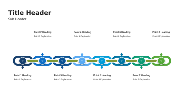 Chain Diagram Eight Steps Presentation Graphic for Connected Process and Workflow Presentations – Visual Layout