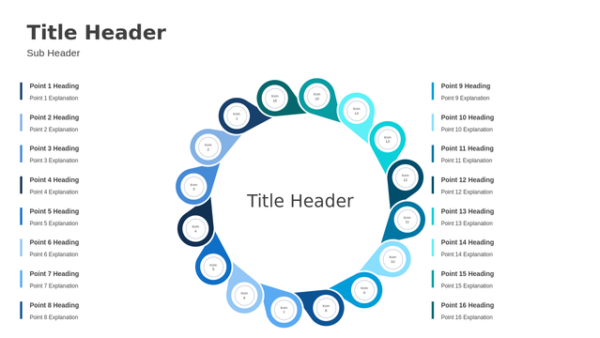 Circle Diagram Sixteen Steps PowerPoint Template Editable Slides for Business Process and Strategy Presentations – Concept Framework