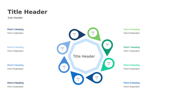 Eight-Step Circle Diagram PowerPoint Template with a Clean, Icon-Based Visual Layout