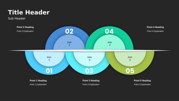 Editable Circle Diagram Five Steps PowerPoint Template for Business Process and Strategy Presentations – Concept Framework