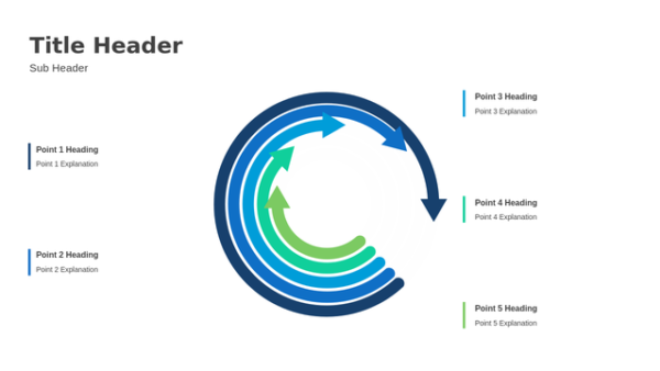 Circle Diagram Five Steps PowerPoint Template Editable Slides for Business Process and Strategy Presentations – Visual Layout