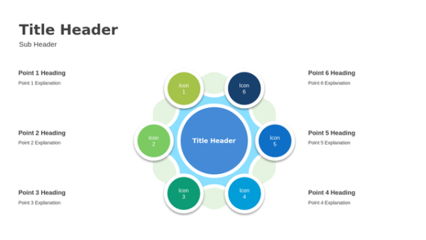Circle Diagram Six Steps PowerPoint Template Editable Slides for Business Process and Strategy Presentations – Overview Diagram