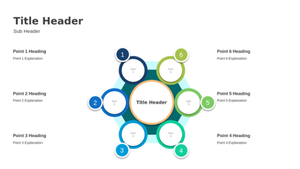 Six-Step Circle Diagram PowerPoint Template with a Step-By-Step Process Guide Format