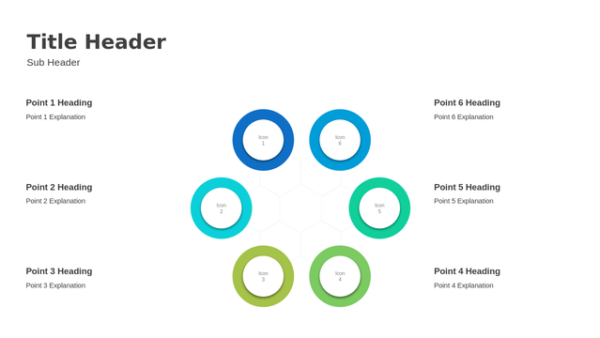 Circle Diagram Six Steps Presentation Graphic for Business Process and Strategy Presentations – Summary Chart