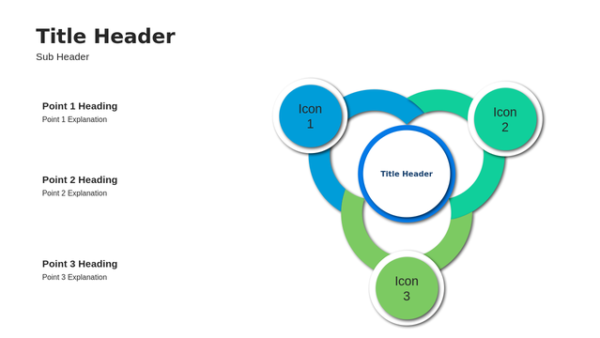 Three-Step Circle Diagram PowerPoint Template with a Clean, Icon-Based Visual Layout